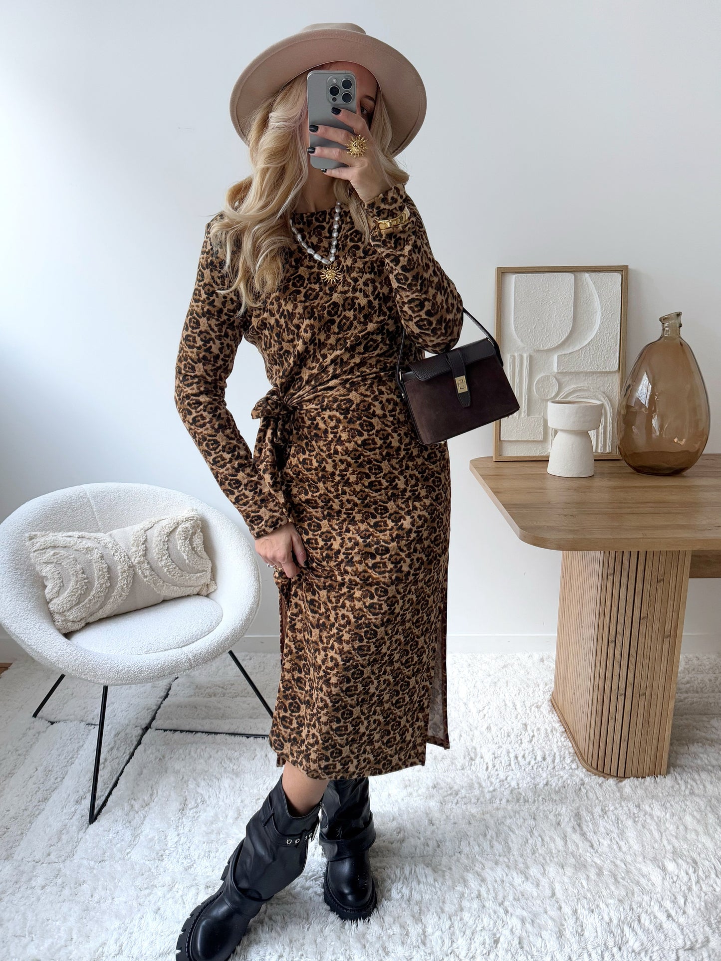 ILHAVI long-sleeved leopard dress