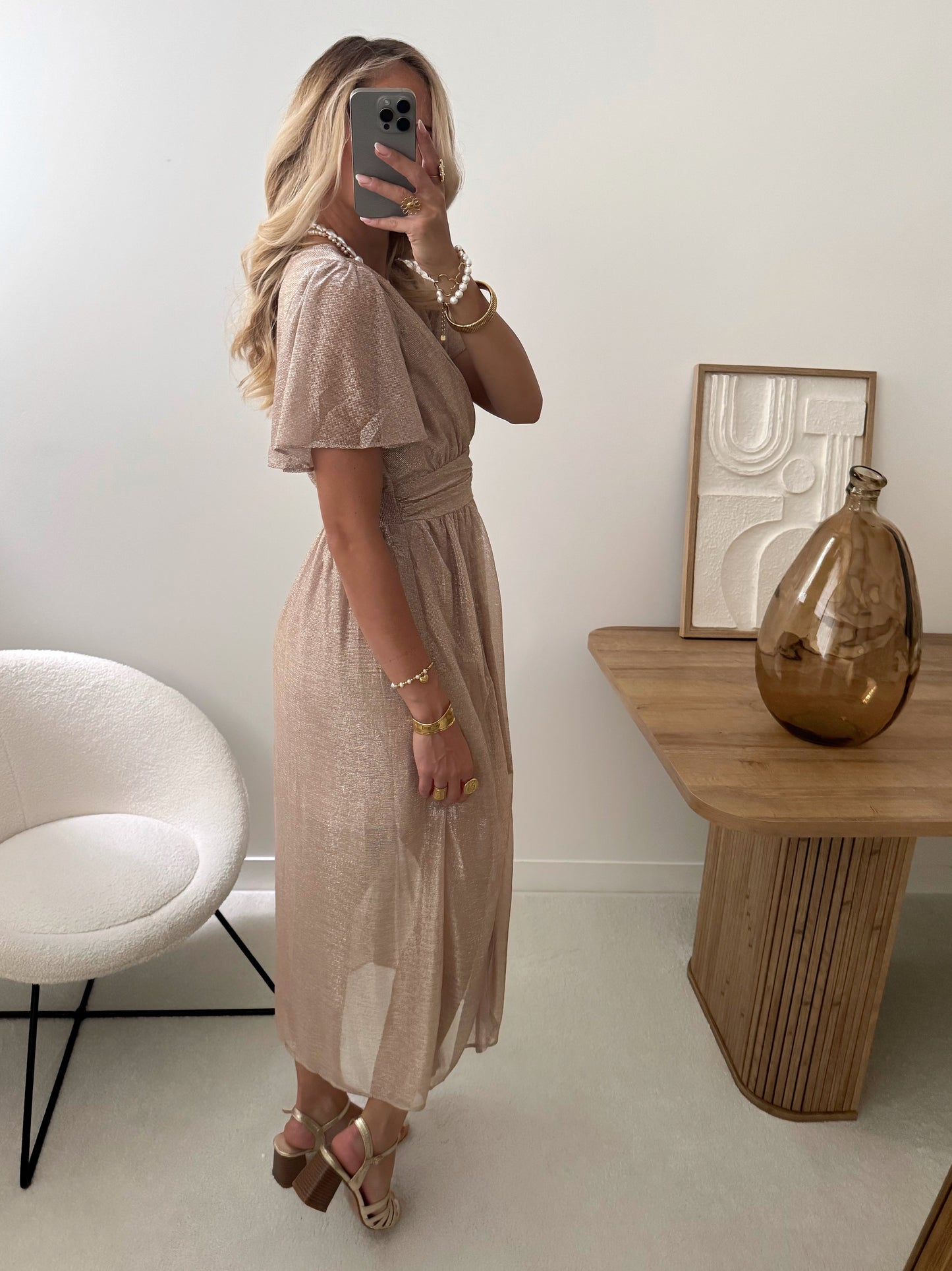 VICTORIA iridescent voile long dress