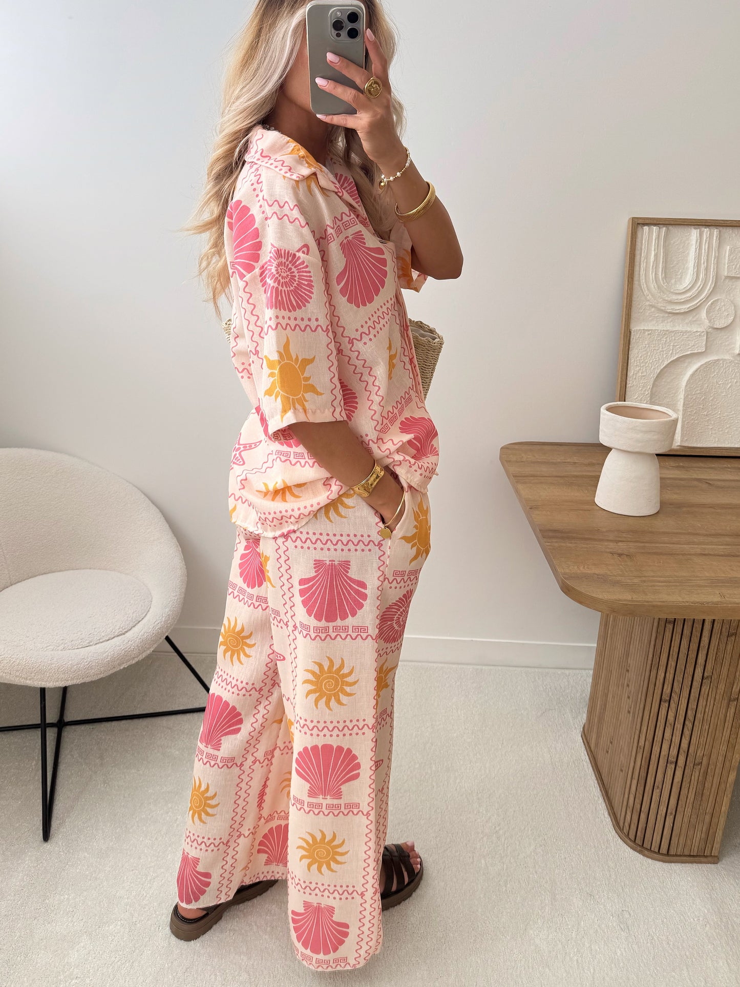 ALEMAI printed shirt and pants set