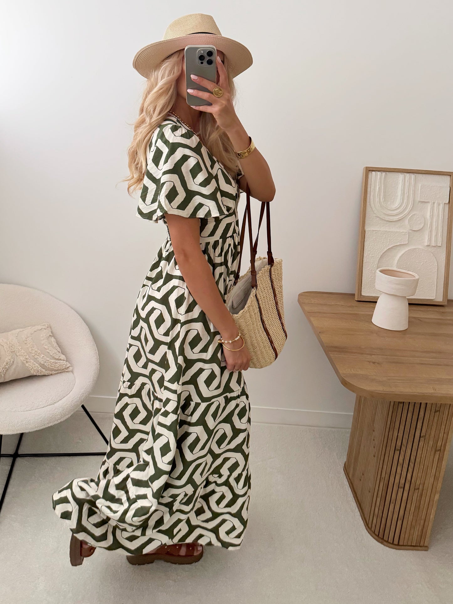 DIANNE printed ruffled long dress