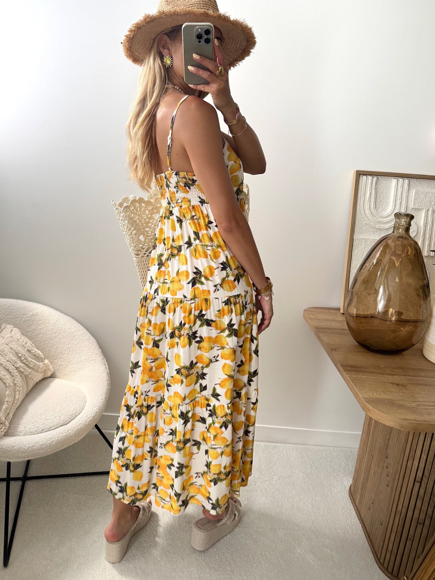 DILAW lemon print midi dress