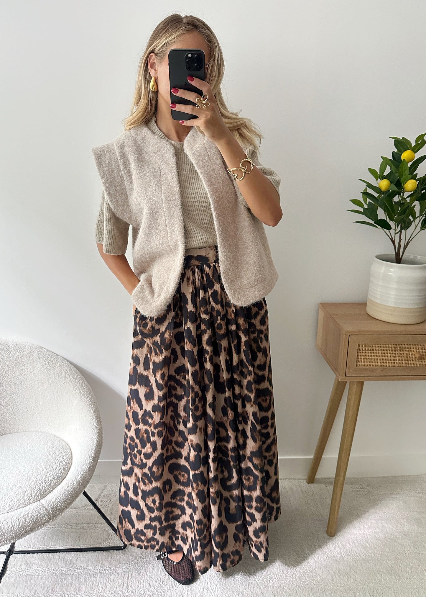 CHÉLI mocha ribbed knit sweater