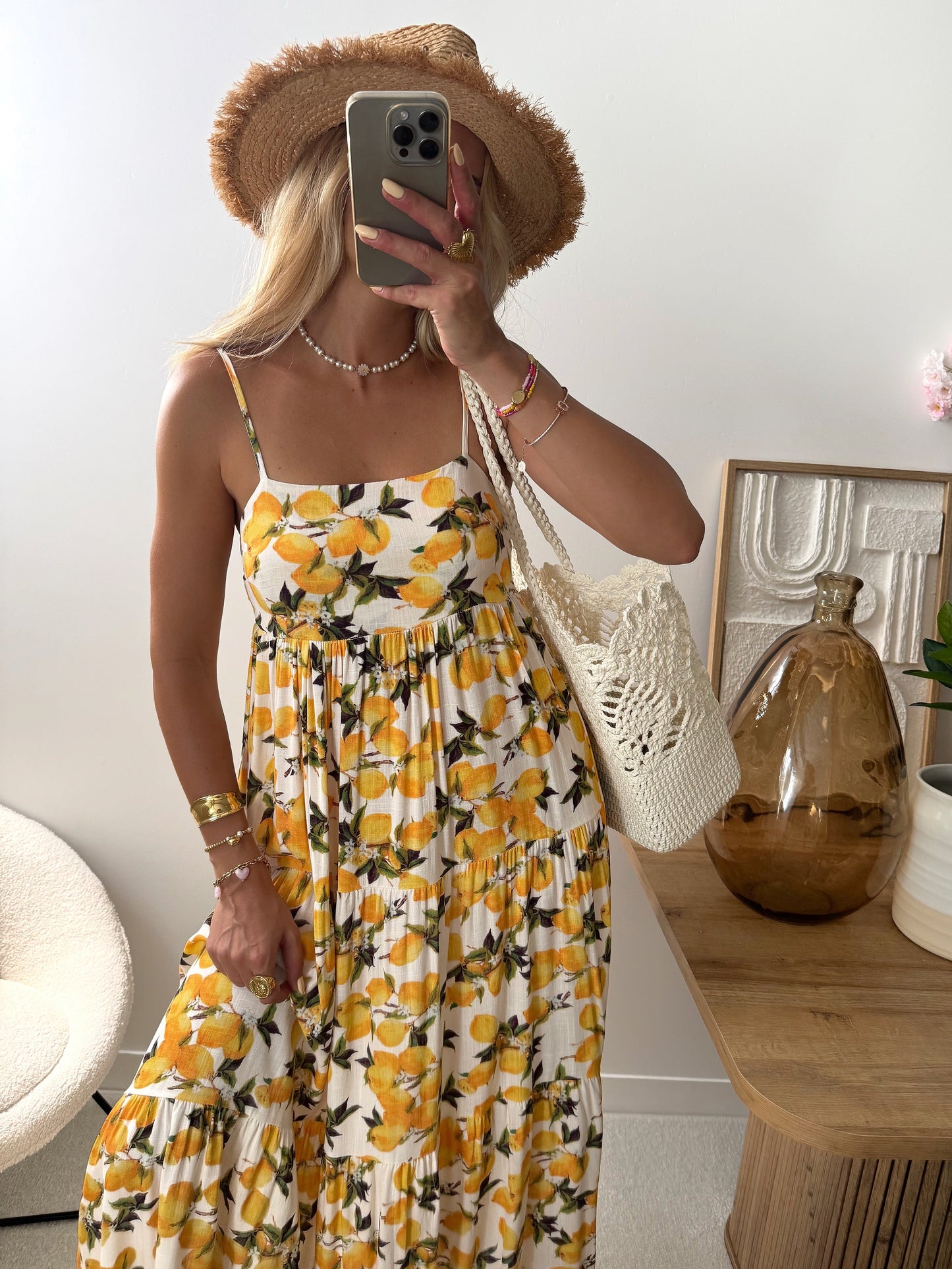 DILAW lemon print midi dress