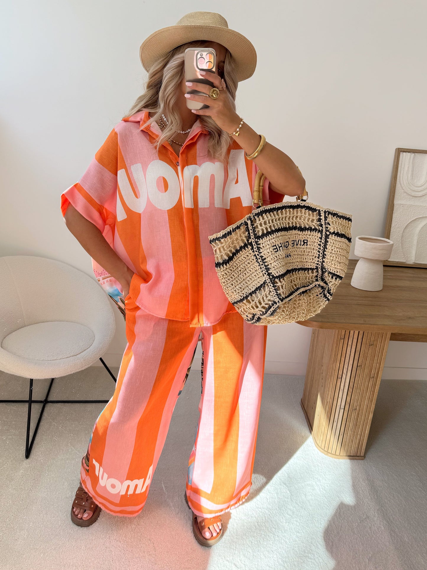 AMURI print shirt and pants set