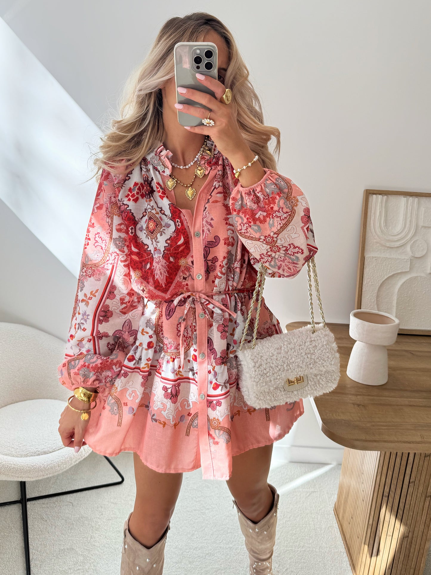 ARUNE print ruffled dress