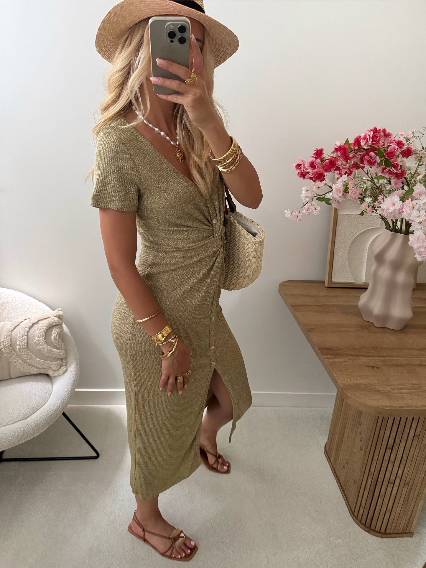 SAO ribbed knot dress