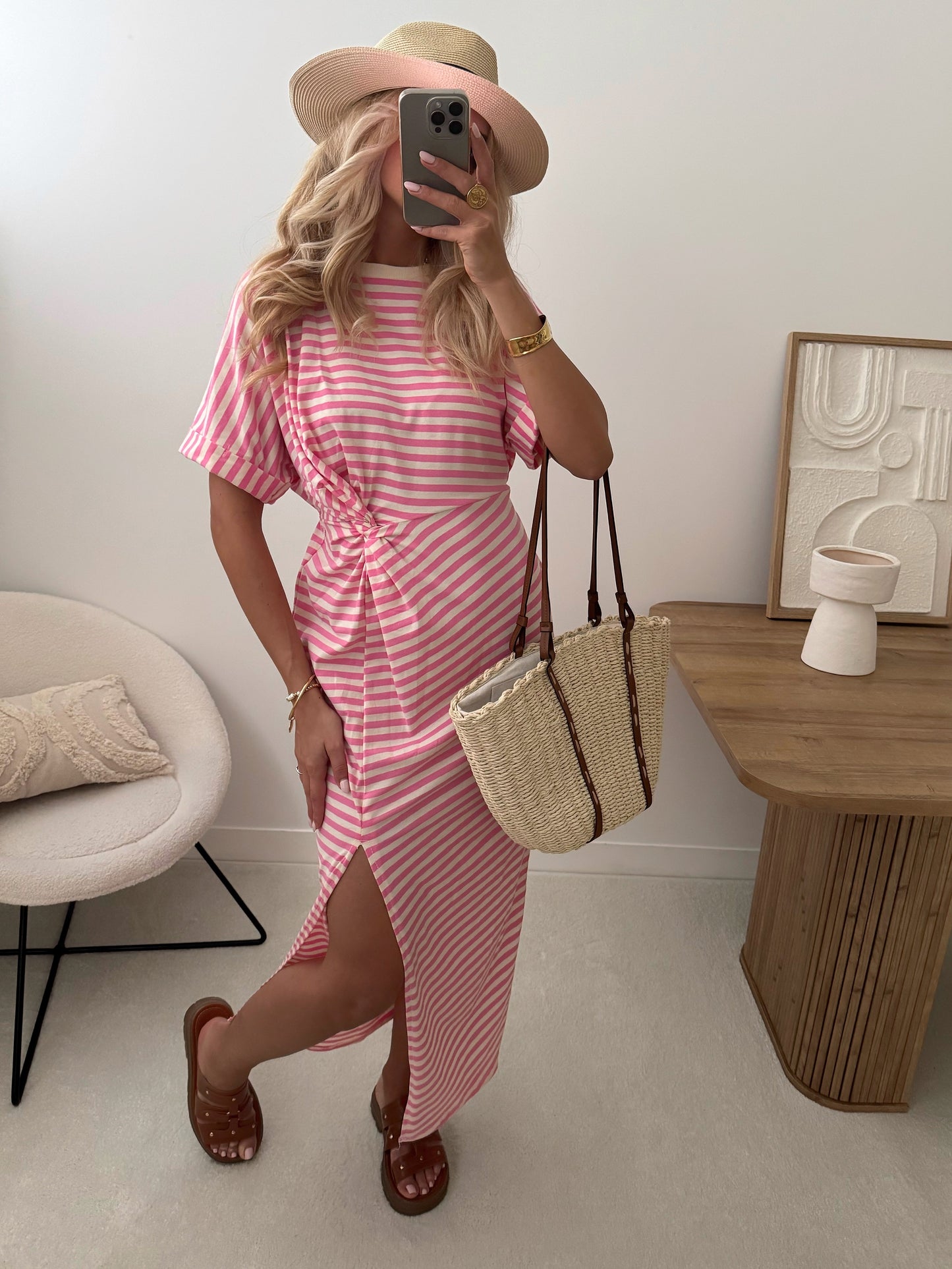SORINNE sailor dress with slit - pink