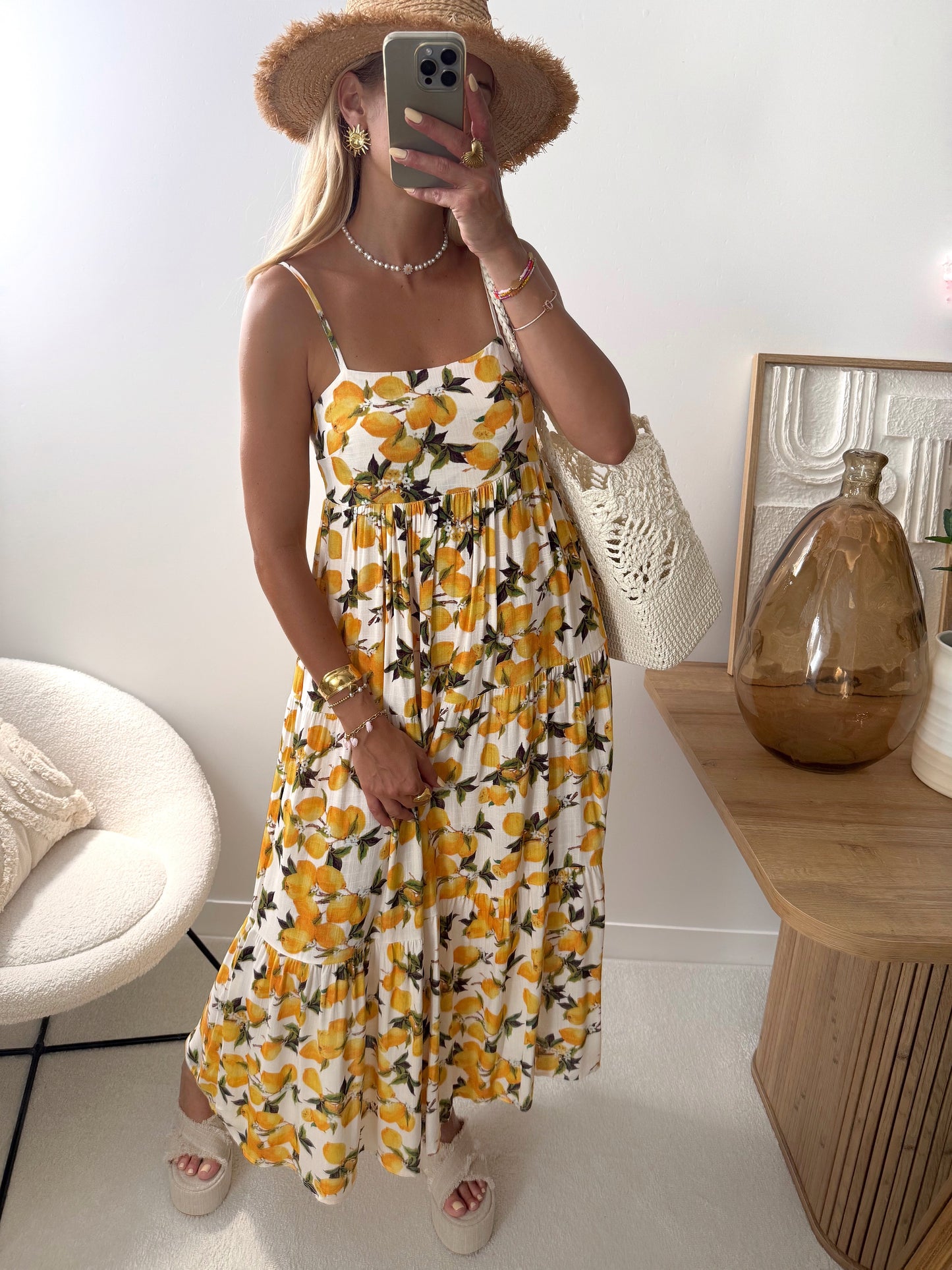 DILAW lemon print midi dress