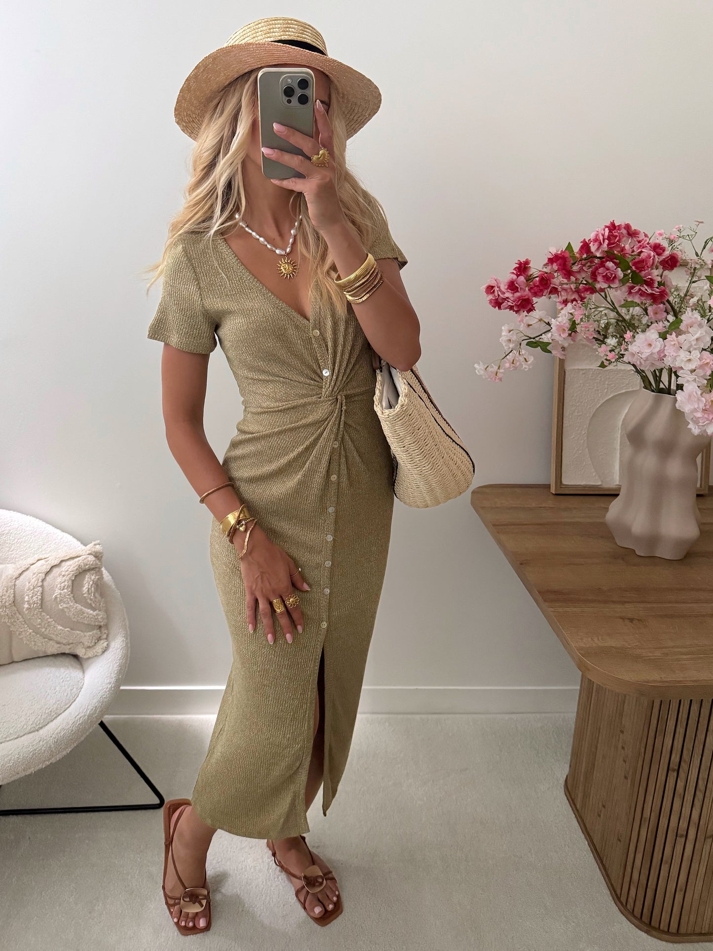 SAO ribbed knot dress