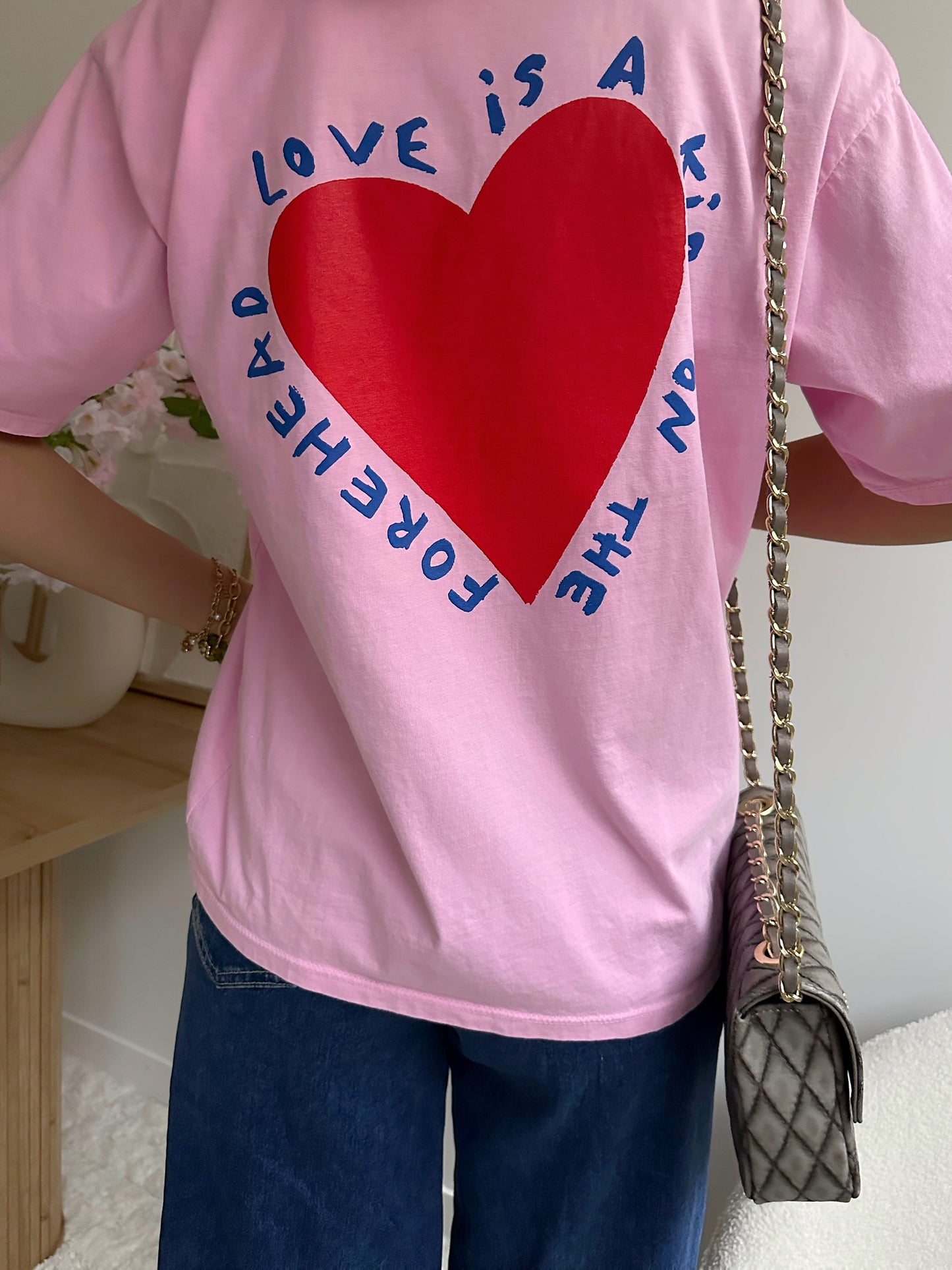 GRETCHEL grey short-sleeved heart print T-shirt