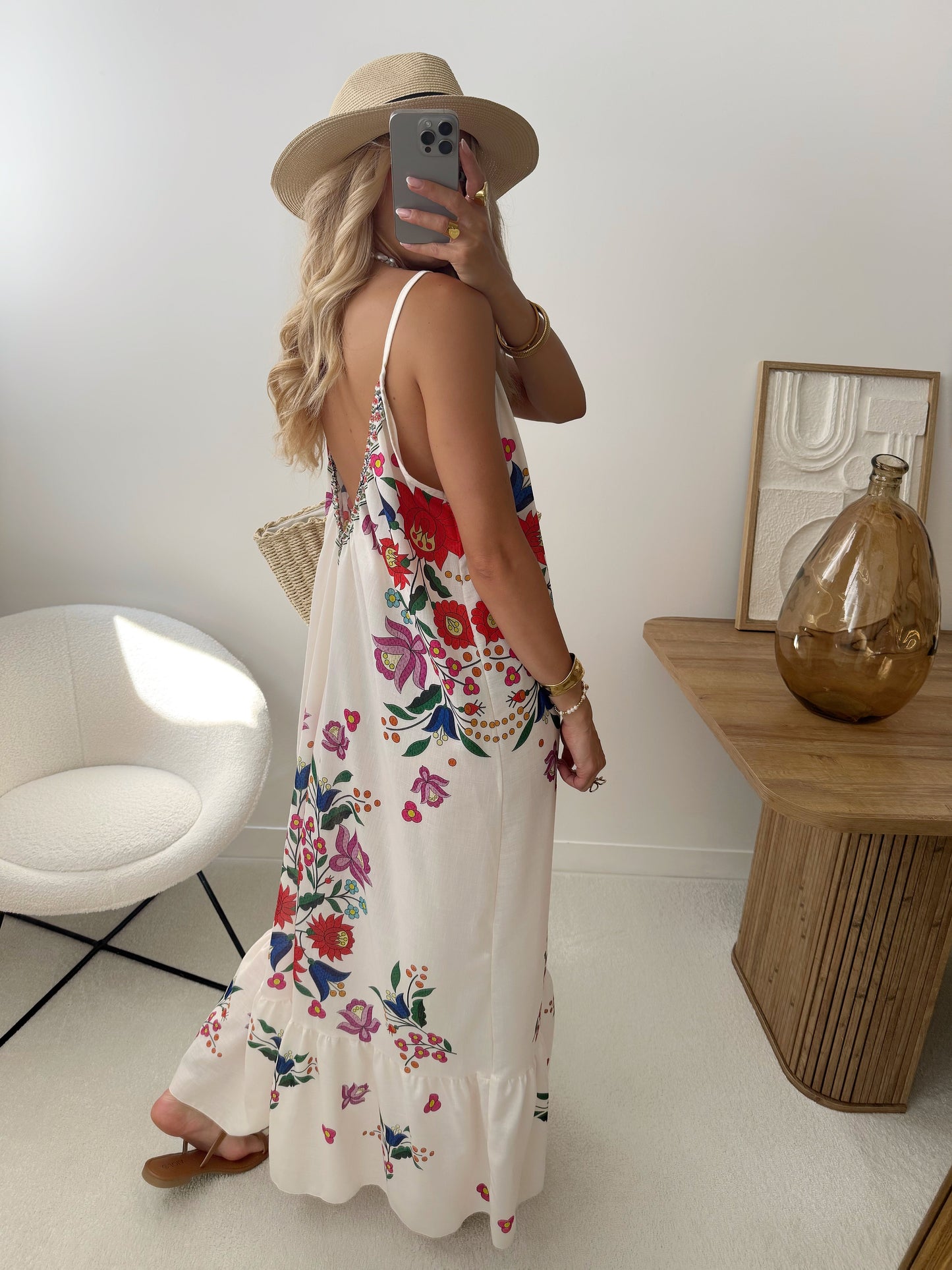 COLOMBA oversized linen blend floral print maxi dress