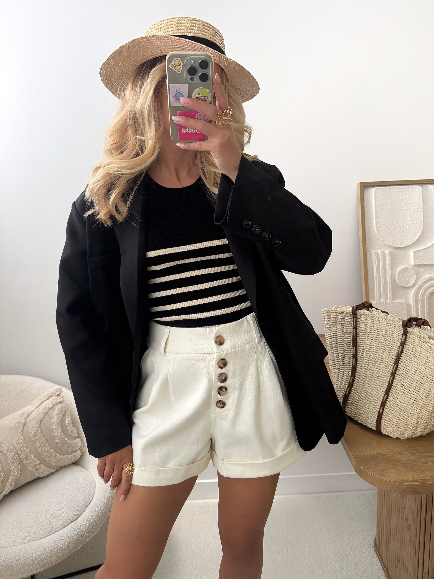 WIZEL knitted sailor tank top - black