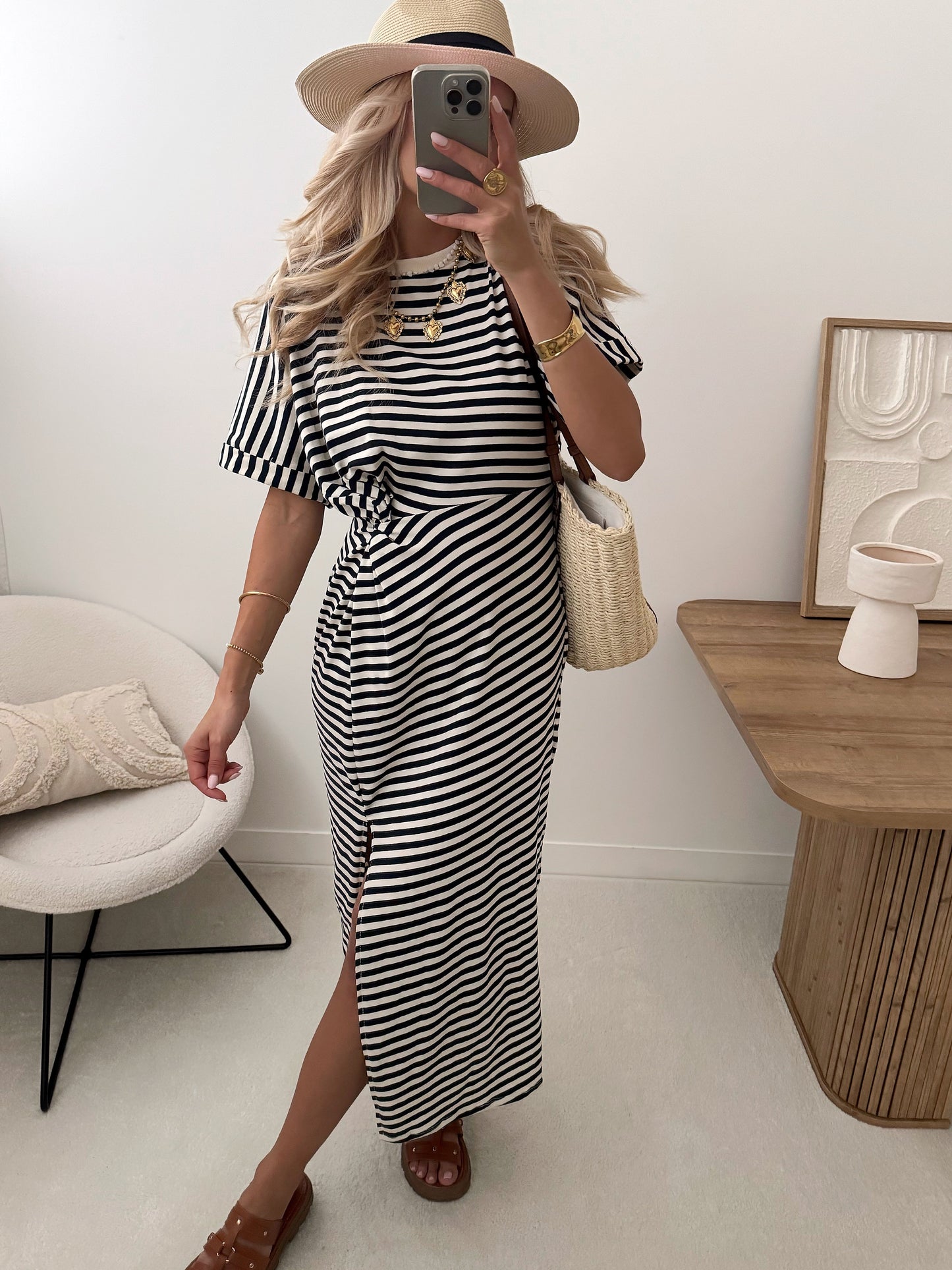 SORINNE sailor dress with slit - navy blue