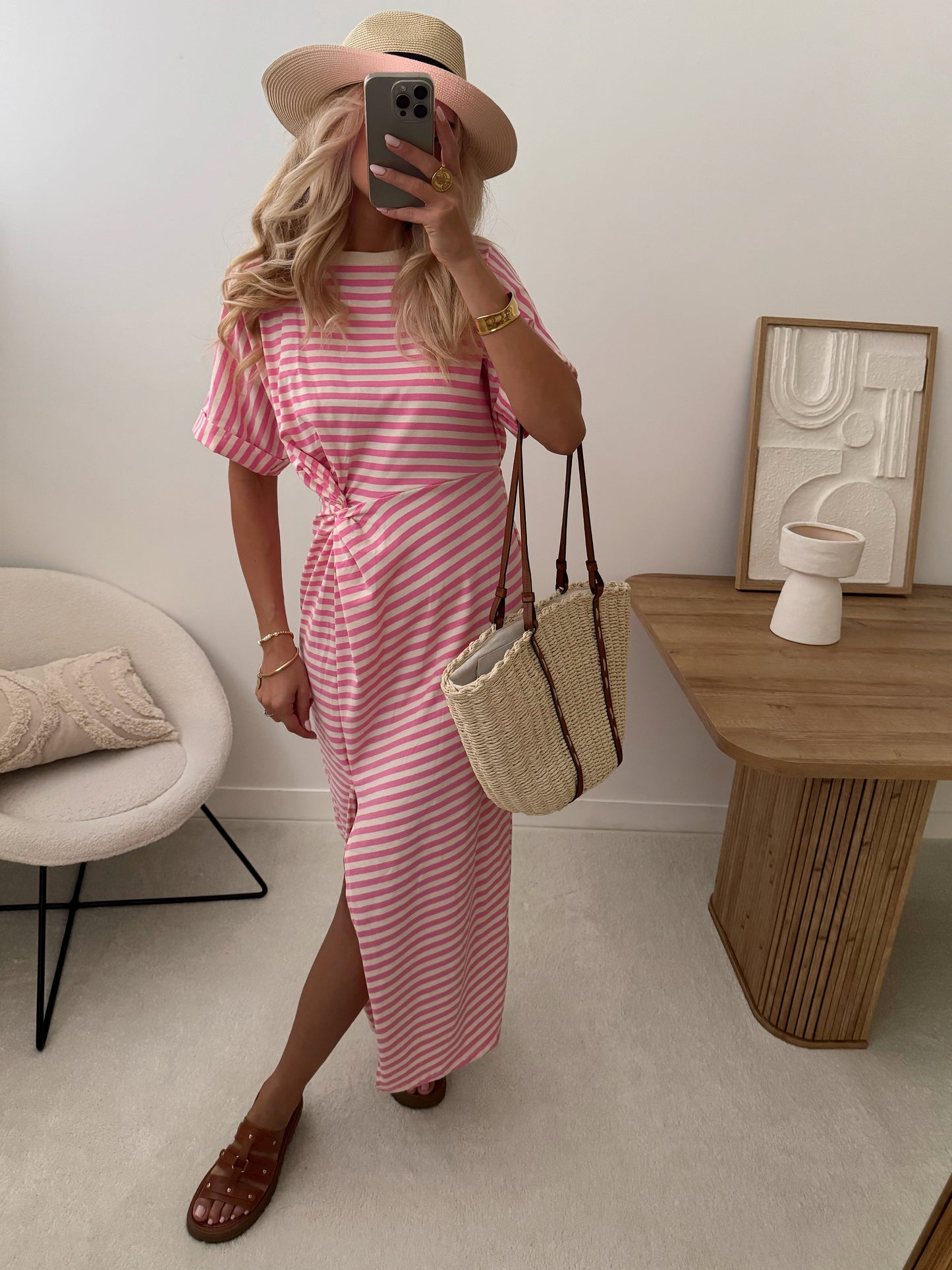 SORINNE sailor dress with slit - pink