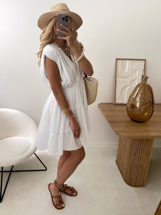 TULLIANI ruffled short dress - white