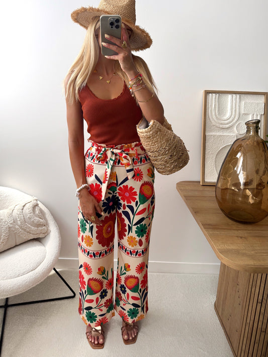 ISNELLO floral print belted pants