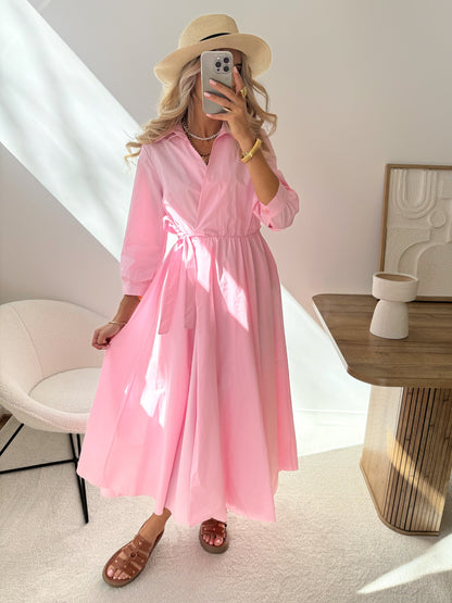 Giulia long wrap dress - pink