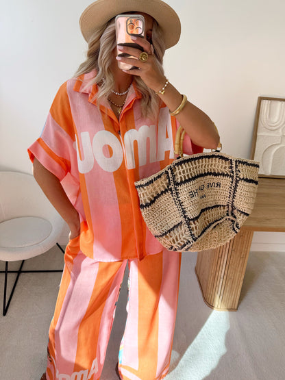 AMURI print shirt and pants set