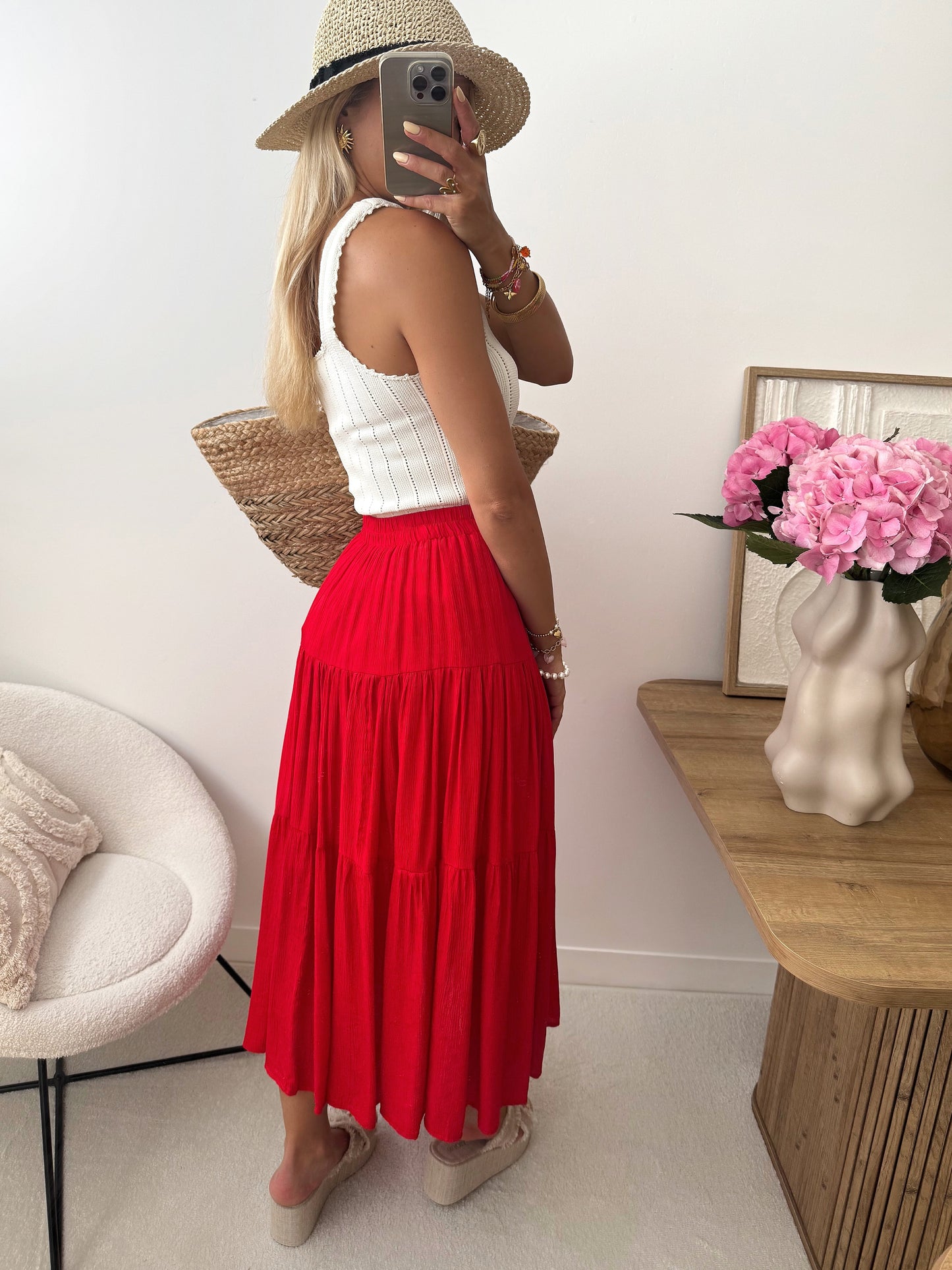 AVETIS openwork knit tank top - ecru