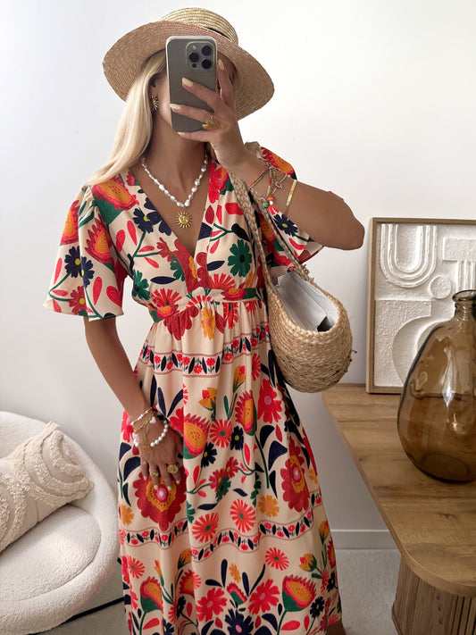 KARO floral print long dress