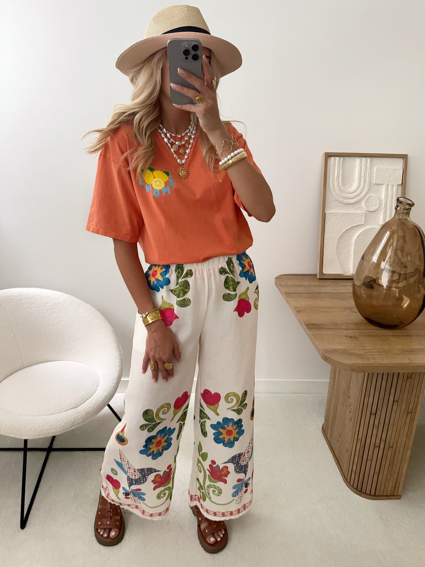 SHANICE Linen Blend Floral Print Pants