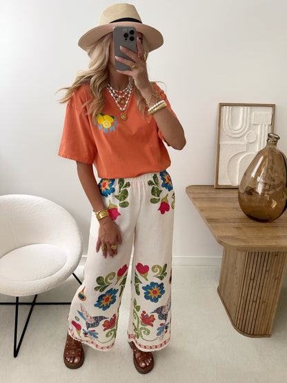 SHANICE Linen Blend Floral Print Pants