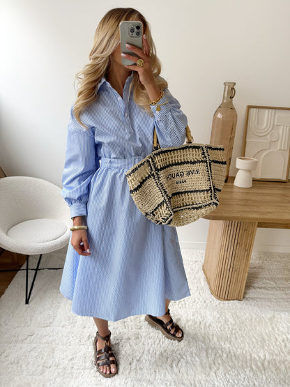 FAYE long striped dress with belt