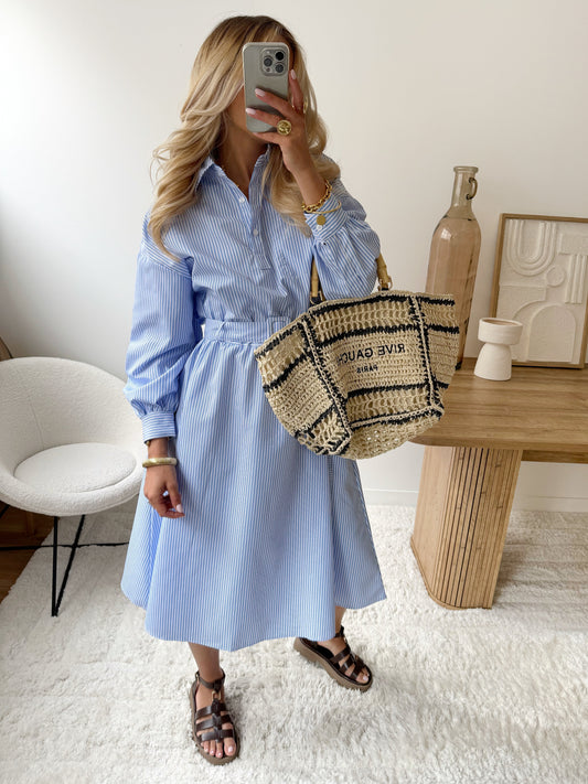 FAYE long striped dress with belt