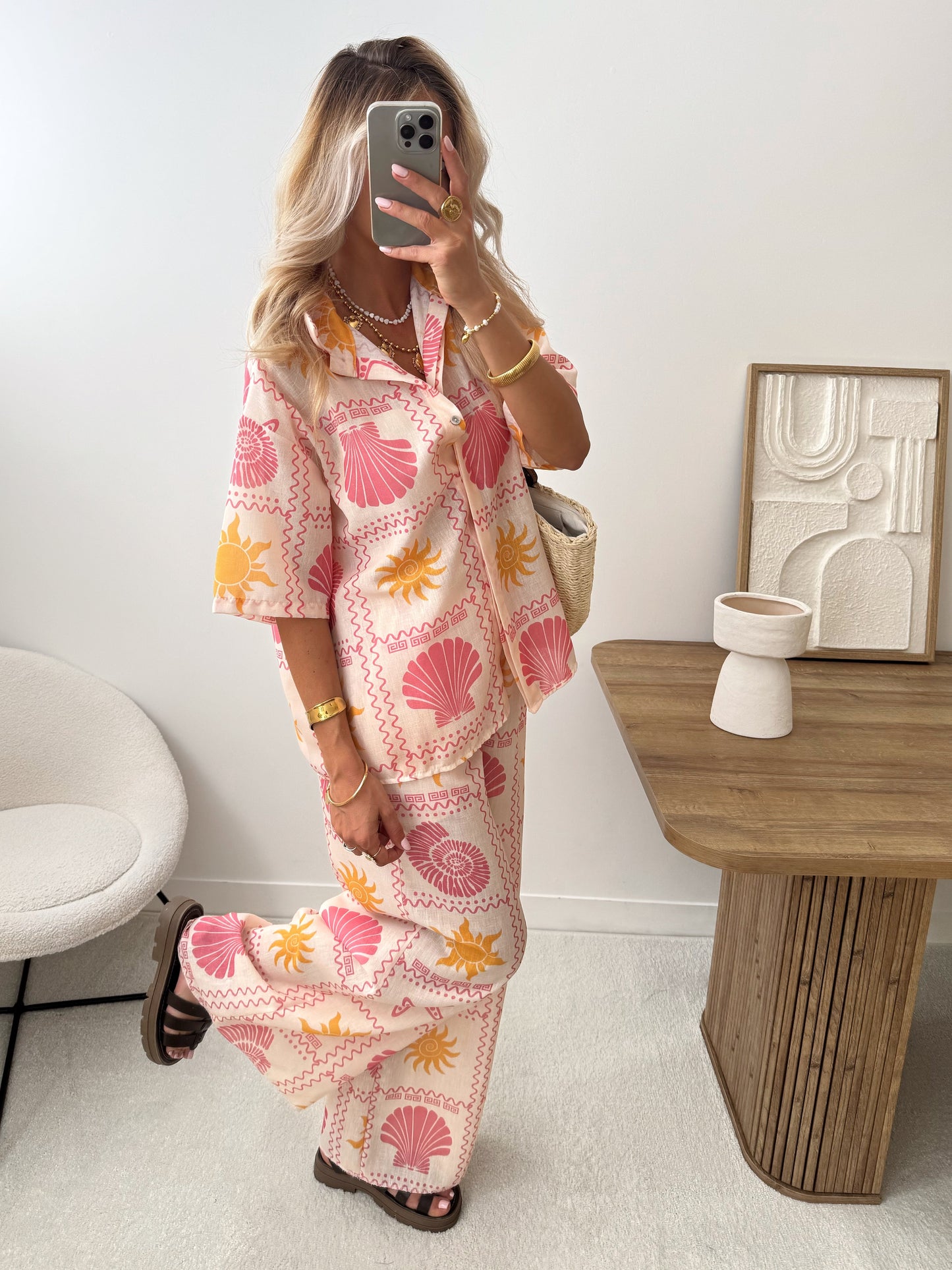 ALEMAI printed shirt and pants set