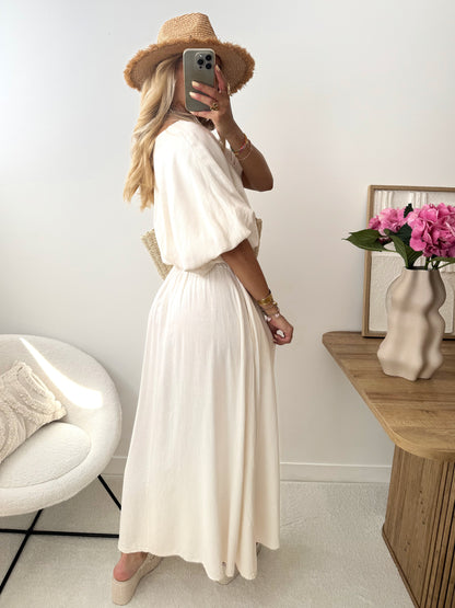 PIAZA linen blend top and skirt set