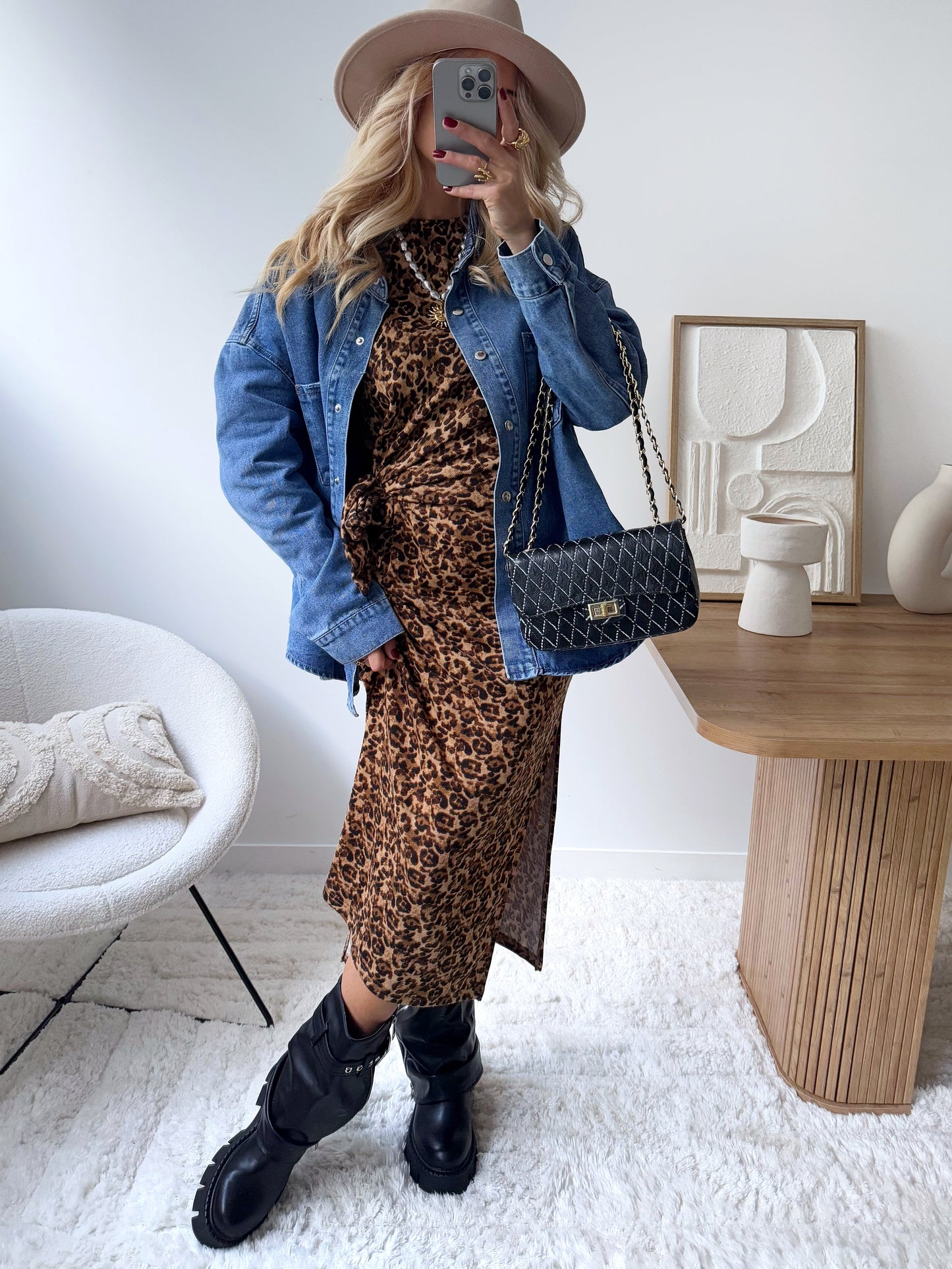 ILHAVI long-sleeved leopard dress