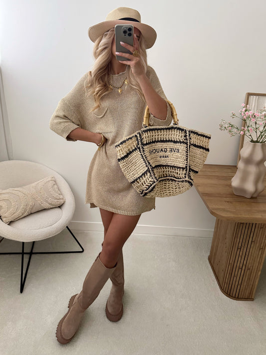 JISLA short lurex-effect knit dress