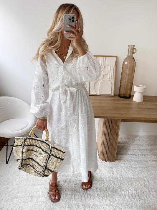 Long dress in openwork embroidery GRAZIE