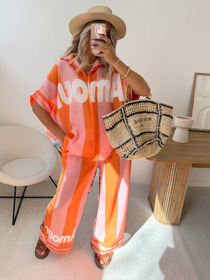 AMURI print shirt and pants set