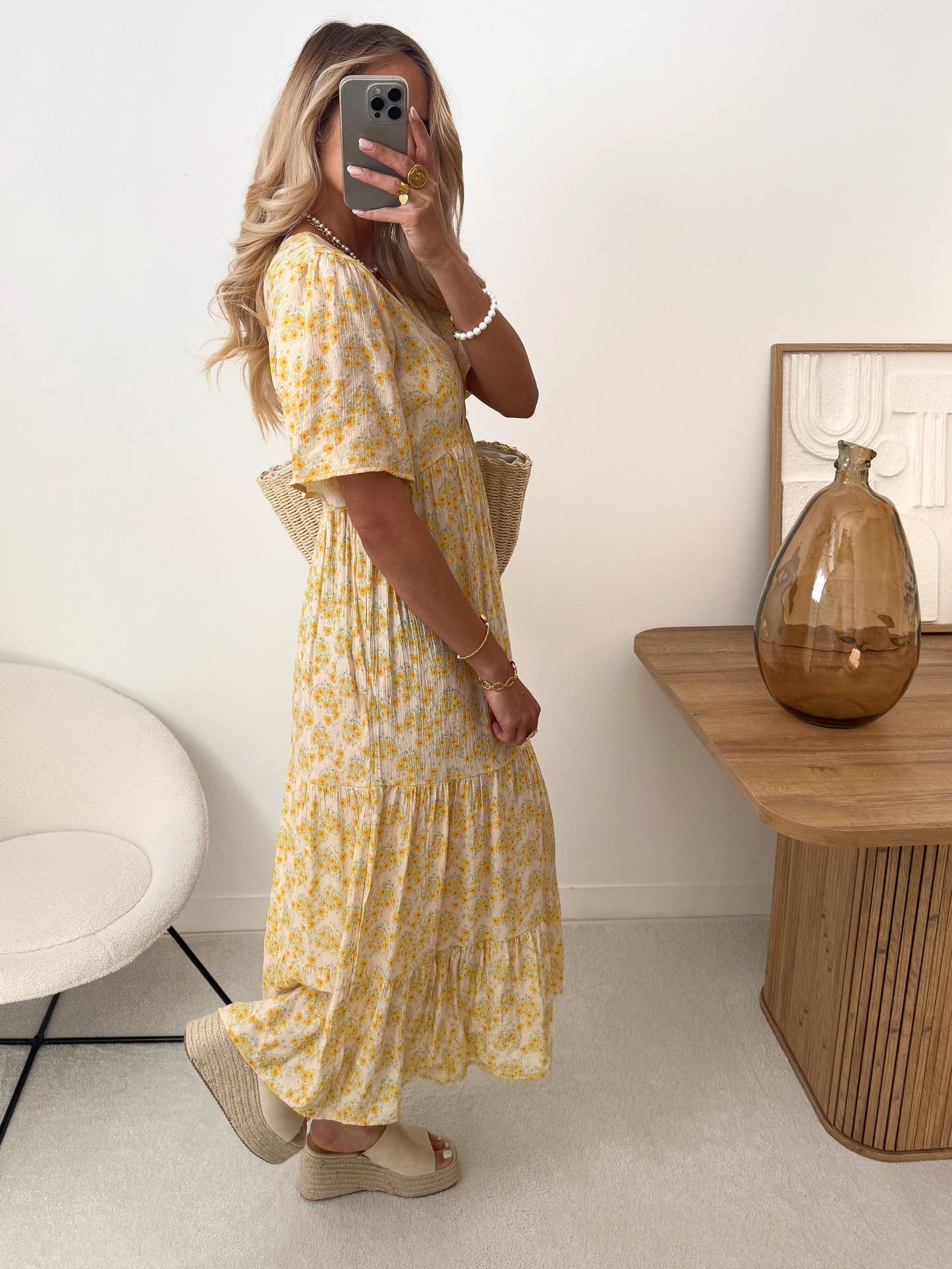 ISMENE floral print maxi dress - pale yellow
