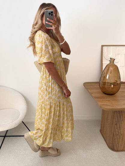 ISMENE floral print maxi dress - pale yellow
