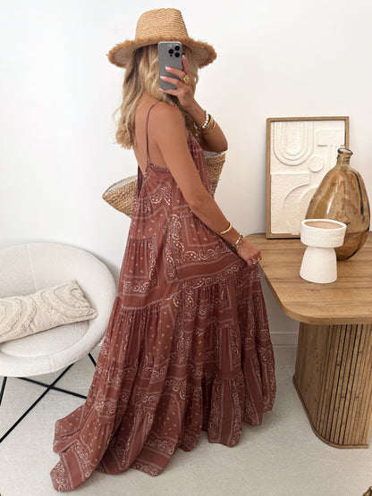 ARISTIDA Paisley Print Long Dress