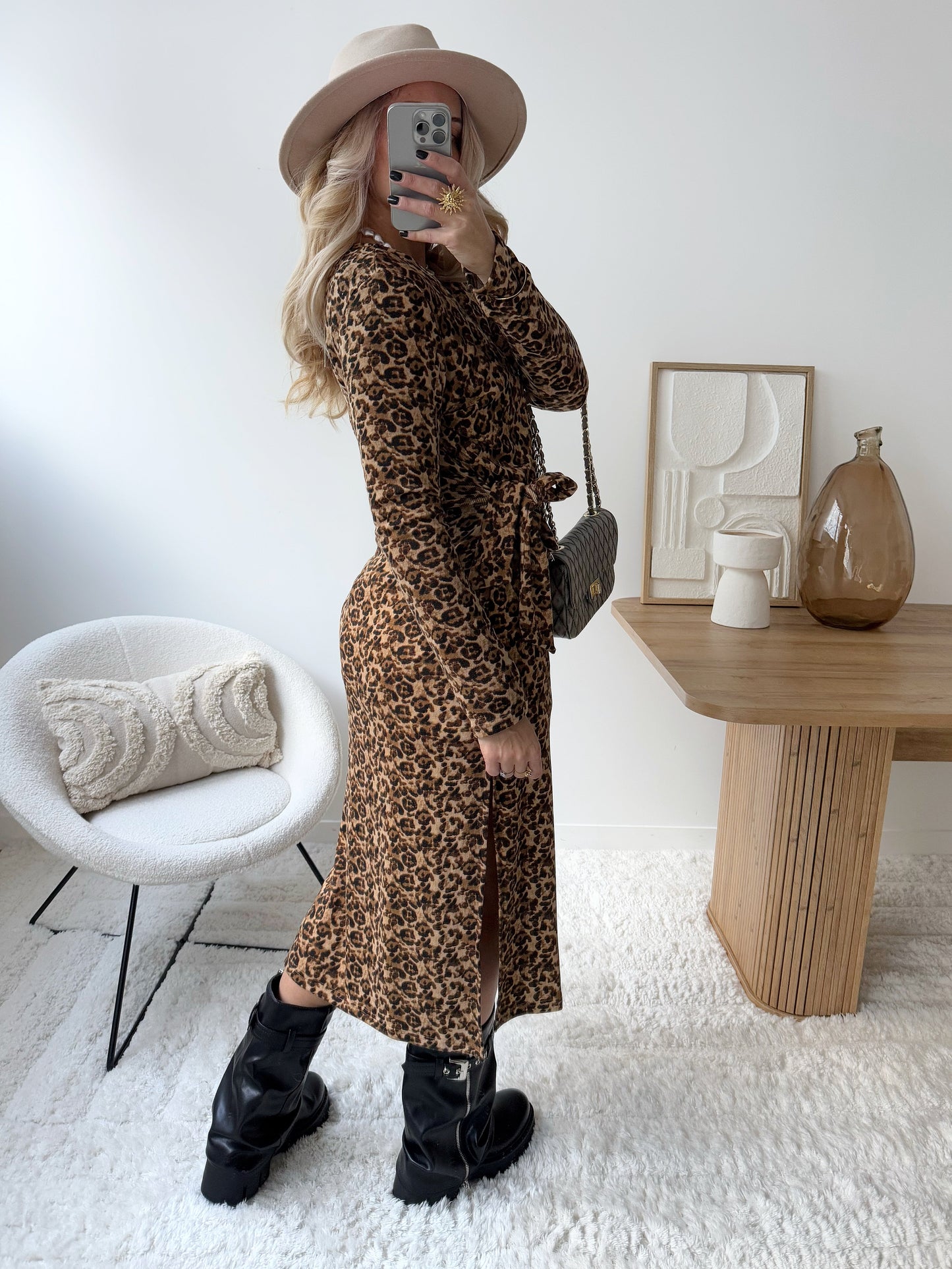 ILHAVI long-sleeved leopard dress