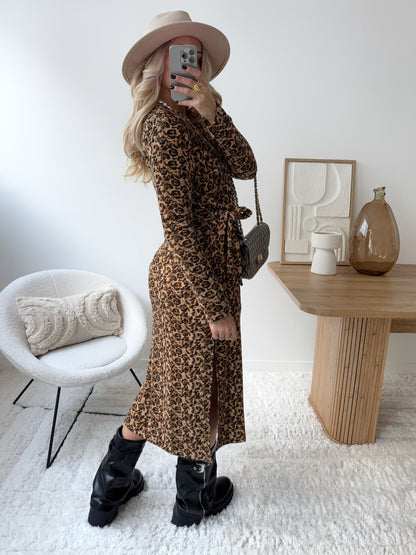 ILHAVI long-sleeved leopard dress