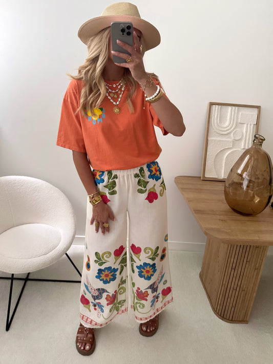 SHANICE Linen Blend Floral Print Pants