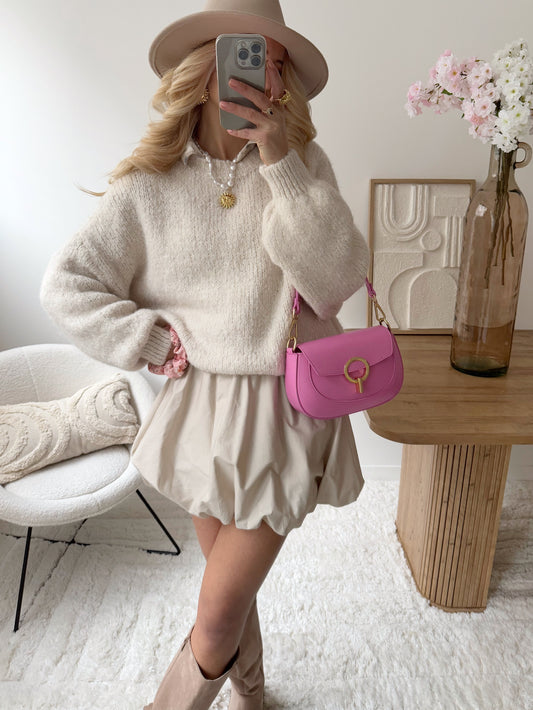 Beige oversized knit low sleeves ANGELICA