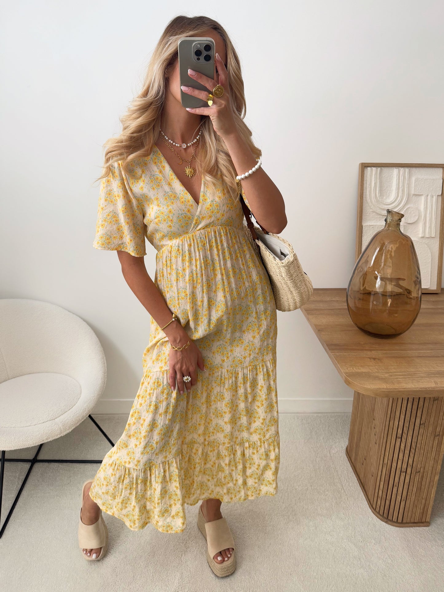 ISMENE floral print maxi dress - pale yellow