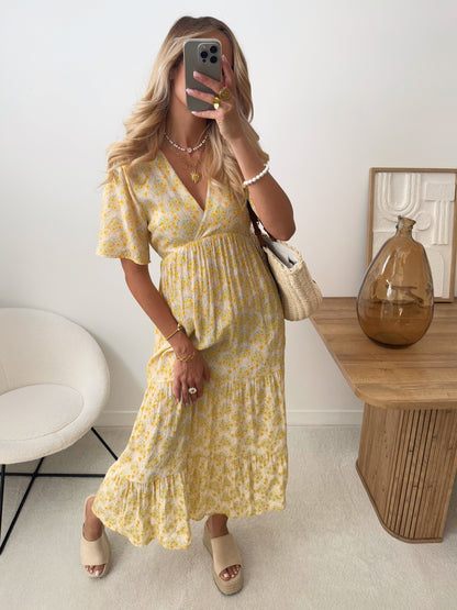 ISMENE floral print maxi dress - pale yellow