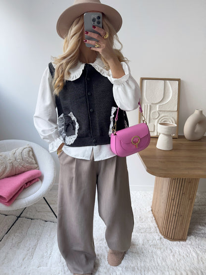 BETHEL 2-in-1 black shirt and sweater set