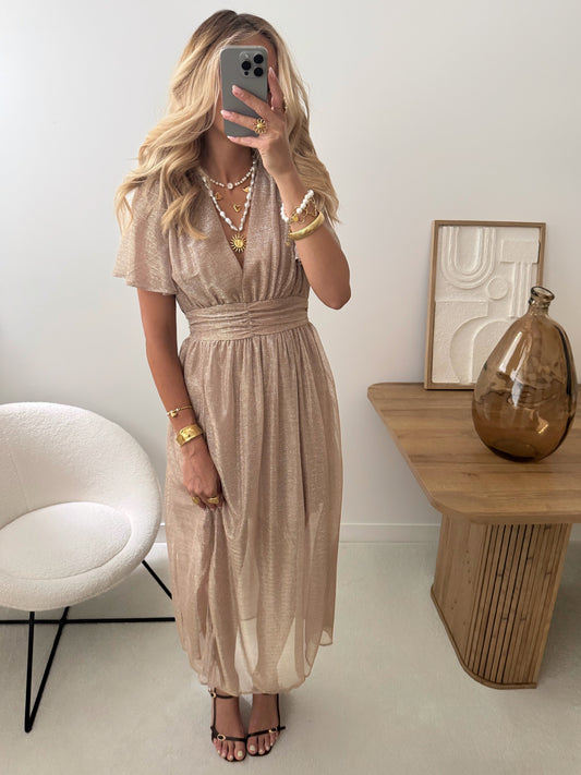 VICTORIA iridescent voile long dress