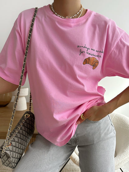 Franz croissant print t-shirt - pink