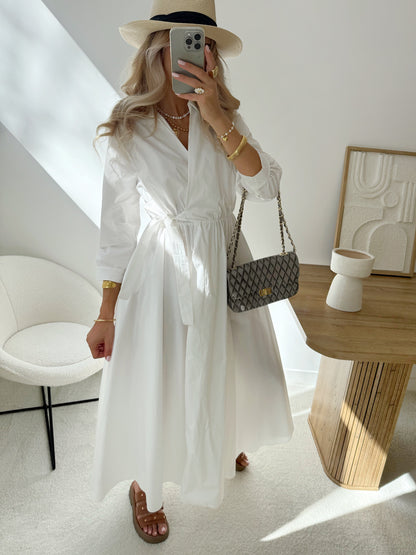 Giulia long wrap dress - white