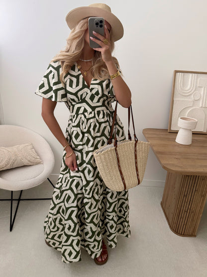 DIANNE printed ruffled long dress