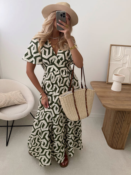 DIANNE printed ruffled long dress