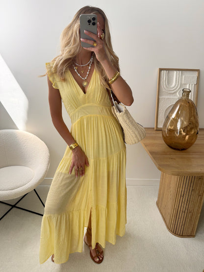 VITA ruffled maxi dress - pale yellow